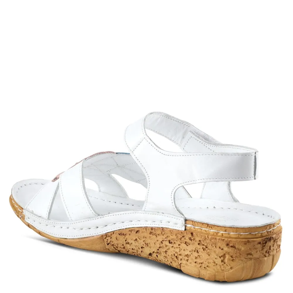 Spring Step Shoes Leaf Women's White Multi Quarter Strap Sandals