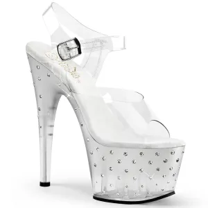 STARDUST-708T 7 Inch Heel Clear Silver Pole Dancer Bling Platform Shoes