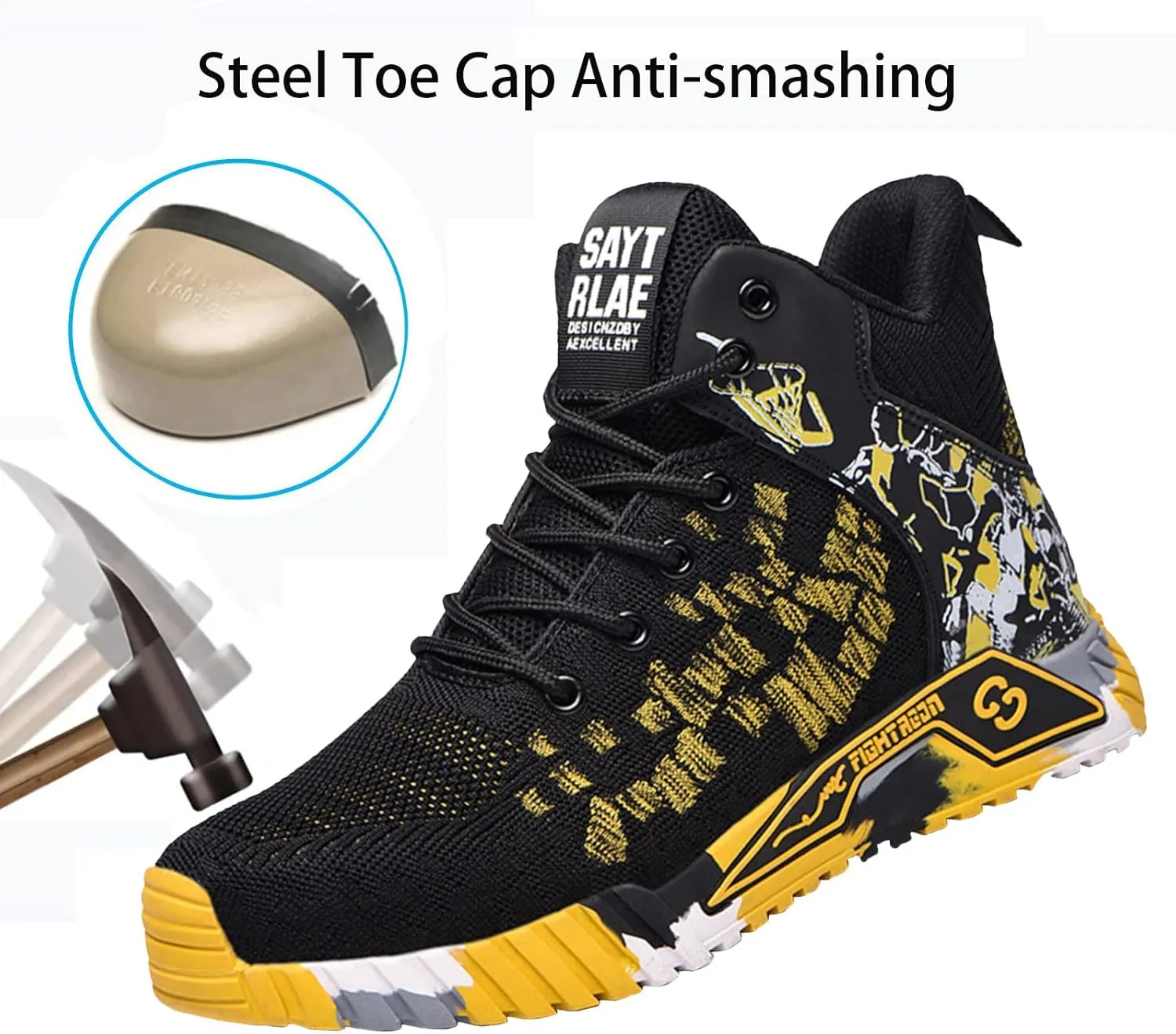 Steel Toe Shoes Work Safety Shoes,Lightweight Safety Shoes Slip Resistant Work Sneaker Breathable Puncture Proof Shoes,
