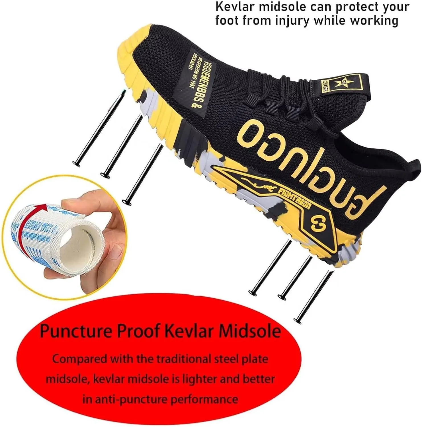 Steel Toe Shoes Work Safety Shoes,Mens Work Safety Outdoor Protection Footwear Industrial and Construction,