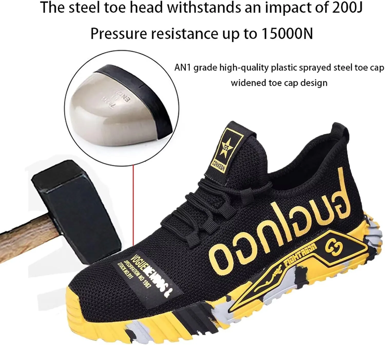 Steel Toe Shoes Work Safety Shoes,Mens Work Safety Outdoor Protection Footwear Industrial and Construction,