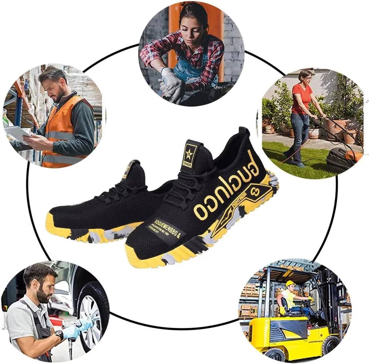 Steel Toe Shoes Work Safety Shoes,Mens Work Safety Outdoor Protection Footwear Industrial and Construction,