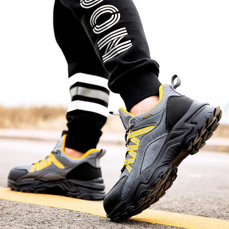 Steel Toe Sneakers for Men Lightweight Cushion Reflective Slip Resistant Breathable Work Safety Shoes