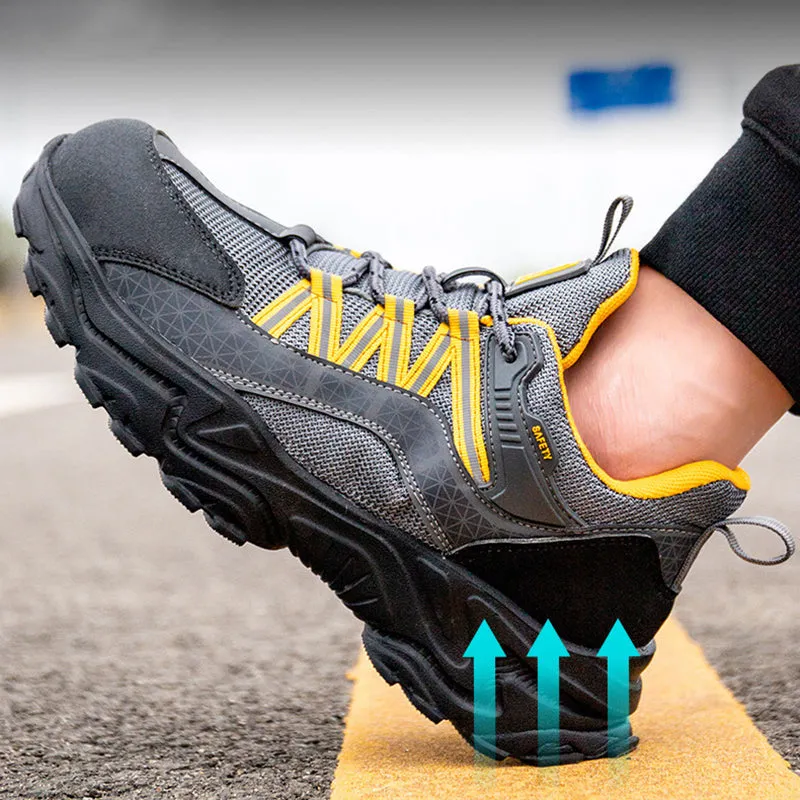 Steel Toe Sneakers for Men Lightweight Cushion Reflective Slip Resistant Breathable Work Safety Shoes