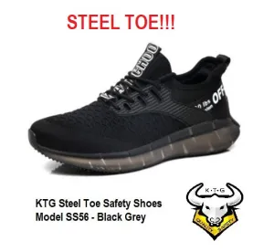 Steel Toe Sports Safety Shoes - Model SS56 - Black Grey