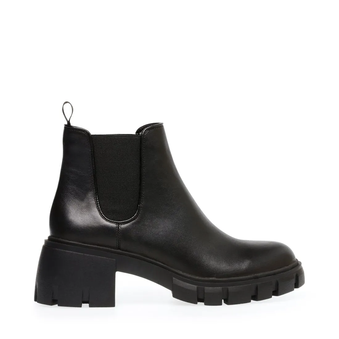 Steve Madden Women's Howler Block Heel Platform Ankle Boots Black Leather (9, BLACK)