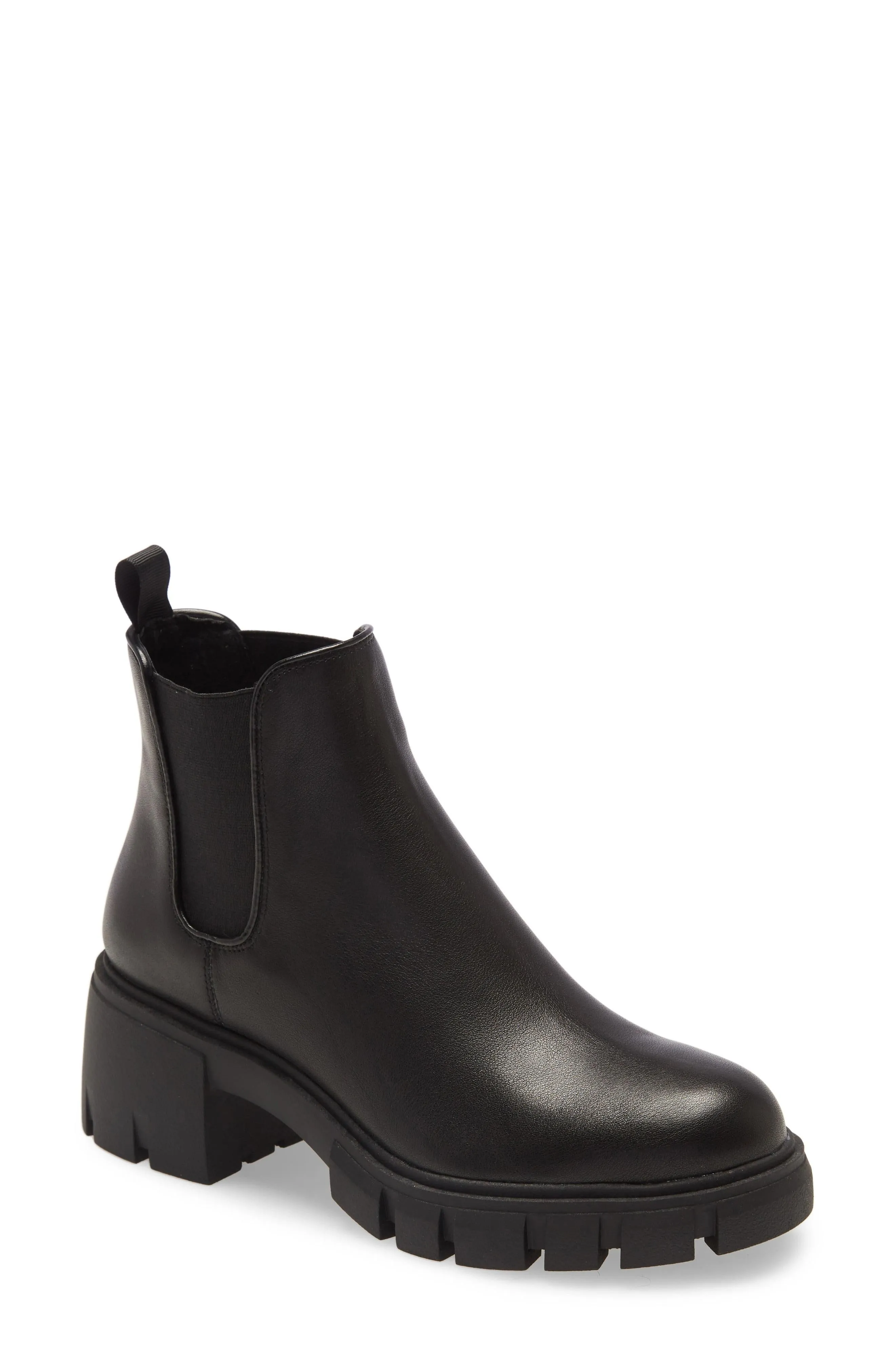 Steve Madden Women's Howler Block Heel Platform Ankle Boots Black Leather (9, BLACK)