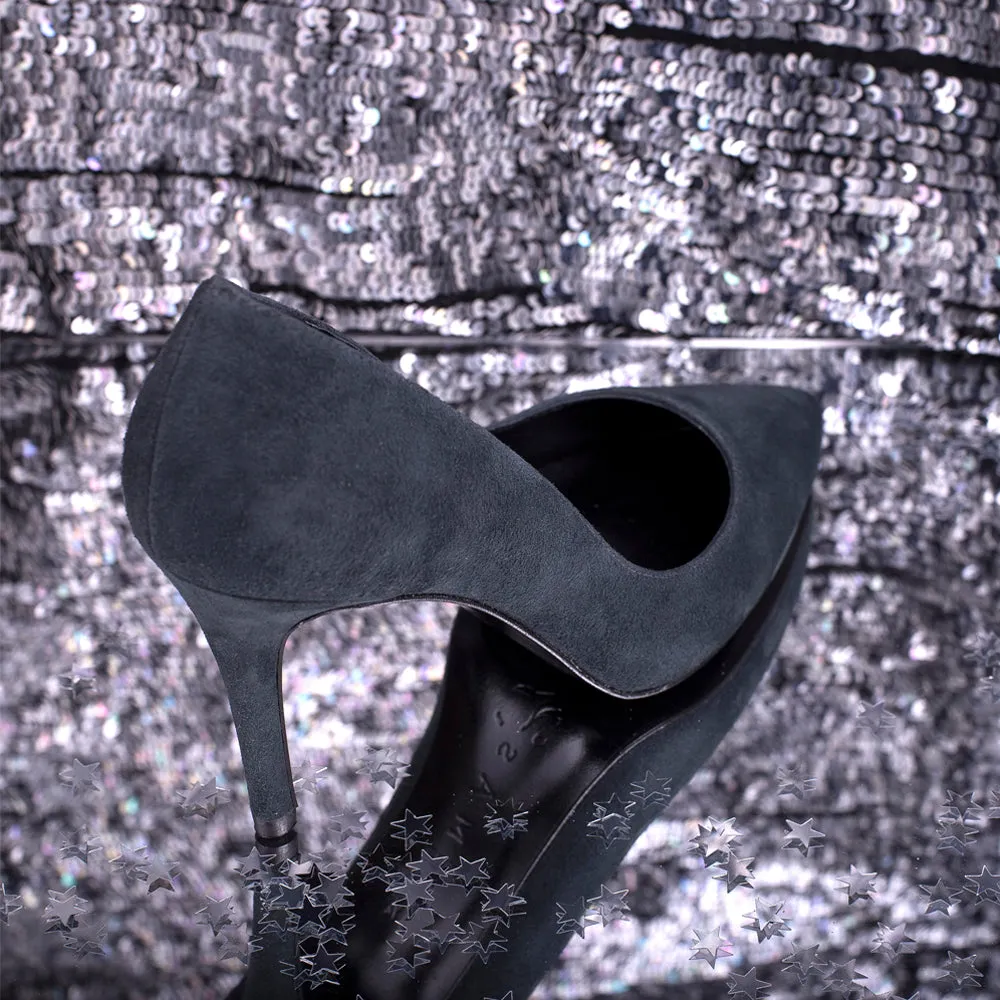 STILETTO VEGA ANTE GRIS OSCURO TACÓN 7,9CM