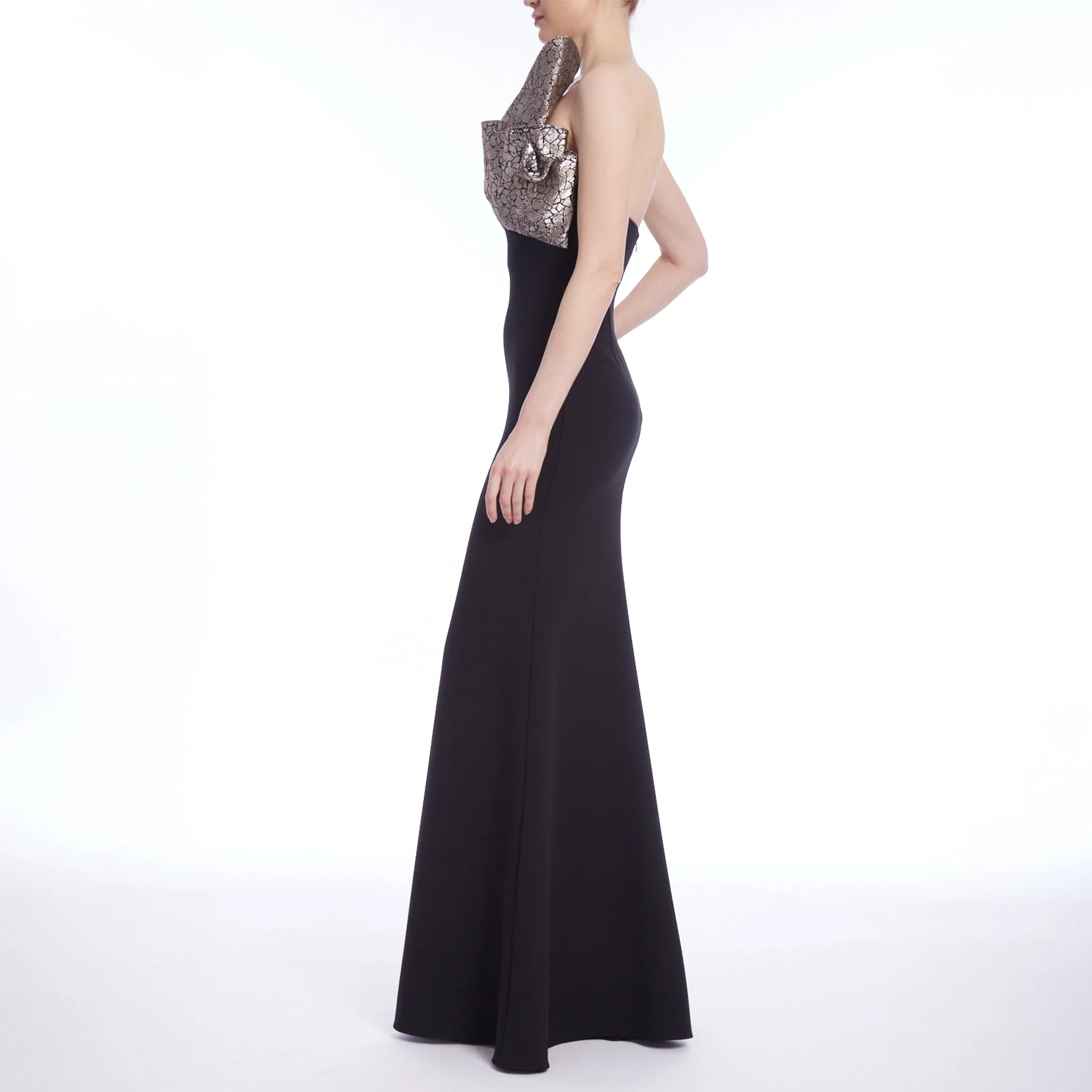 Strapless Gown with Asymmetrical Bodice
