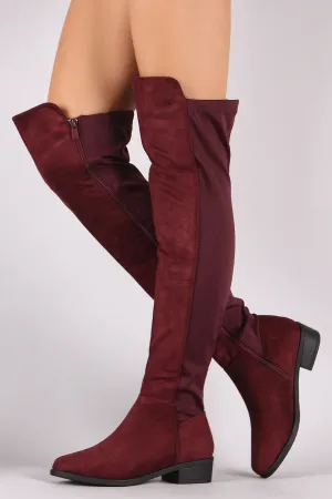 Suede Elastane Panel Over-The-Knee Riding Boots