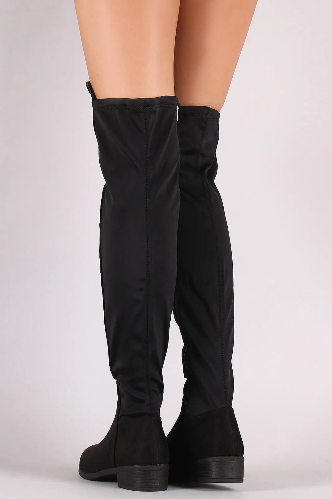 Suede Elastane Panel Over-The-Knee Riding Boots
