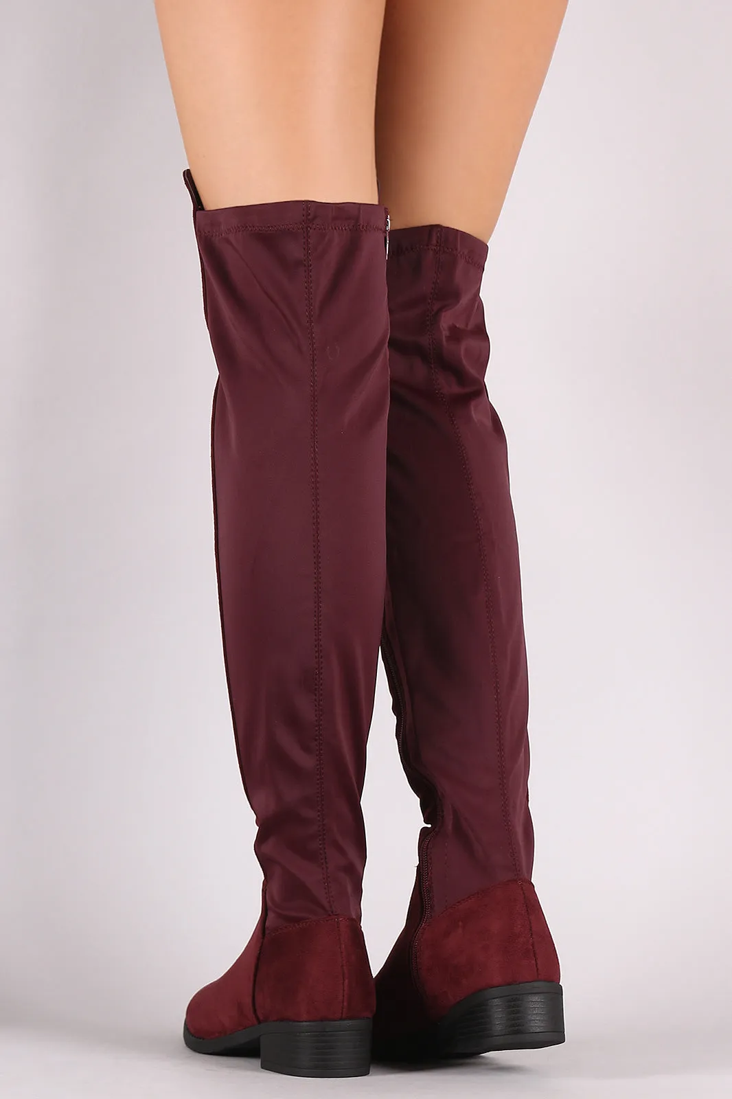 Suede Elastane Panel Over-The-Knee Riding Boots