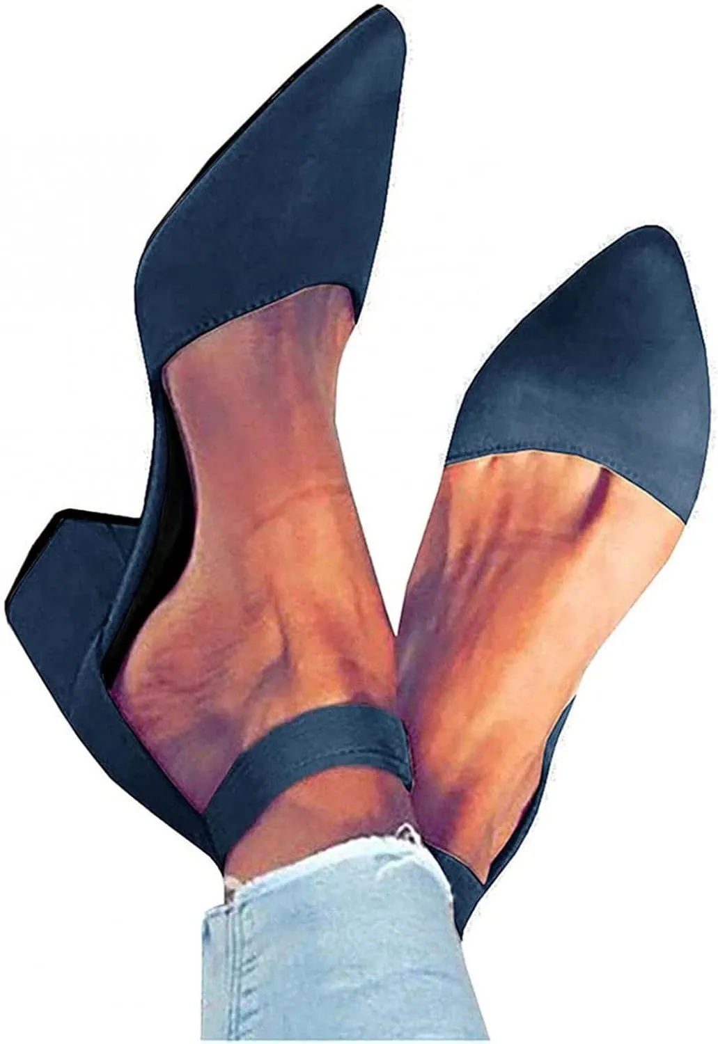 Summer Heeled Sandals for Women Casual Ankle Straps Buckle Pointed Toe Closed Toe Thick Heel High Heels Solid Comfy Ladies Square Heels Shoes Sandalias