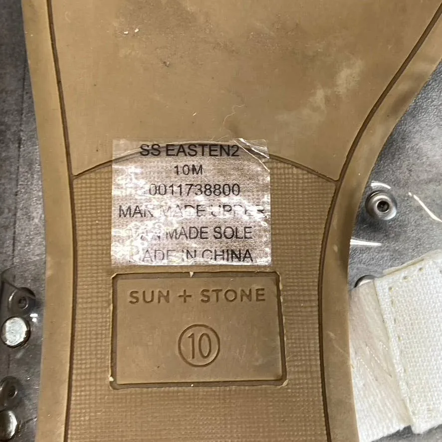 SUN STONE Women's Clear Studded Easten 2 Slide-On Flat Sandals SZ 10
