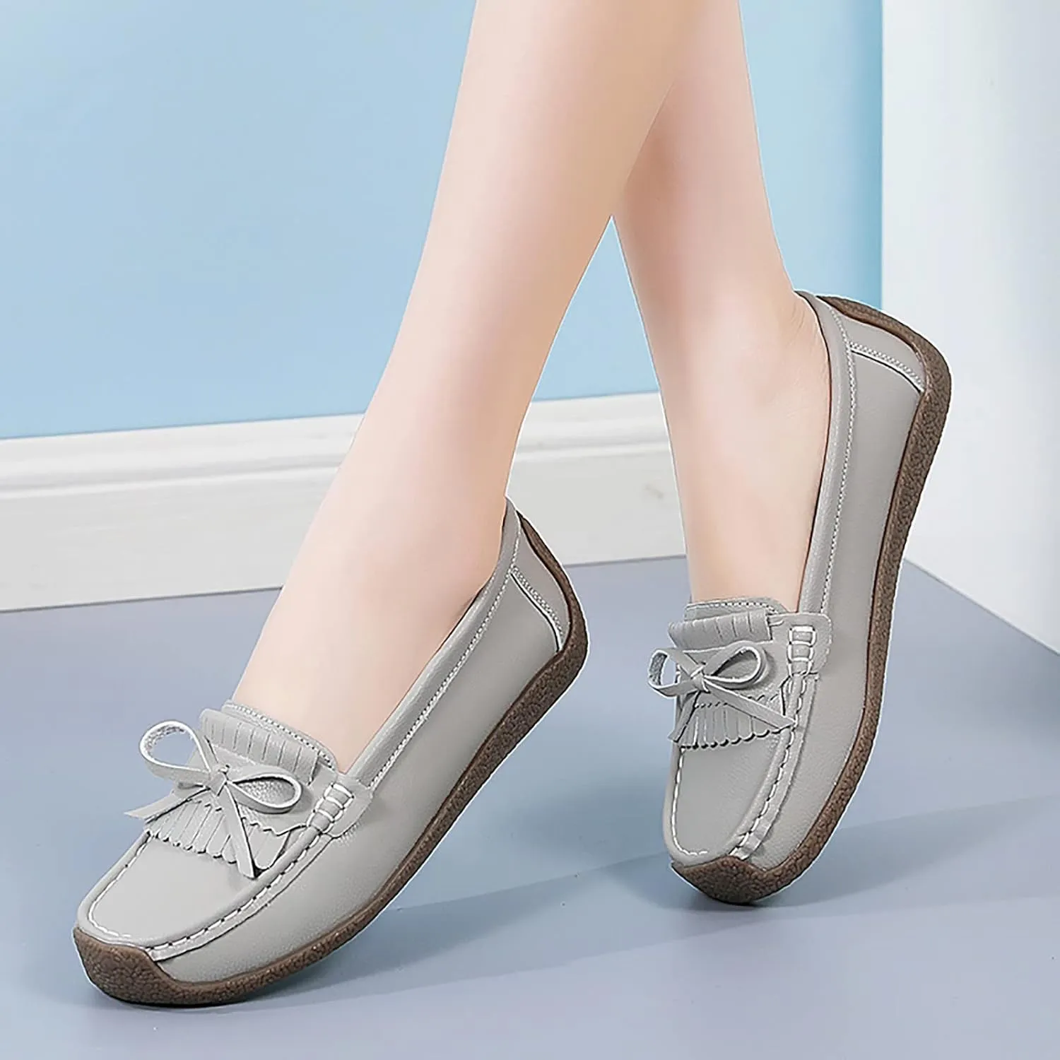 Tassel Decoration Slip On Women Comfort Walking Flat Loafers Casual Shoes Driving Loafers Walking Shoes Wedges