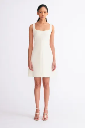 Theoni Dress in Ivory Double Crepe