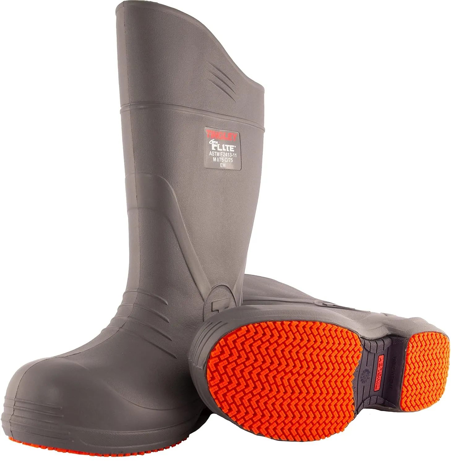 Tingley Flite 28259 Safety Toe Knee Boot with Safety-Loc Outsole, Mens 10 / Womens 12, Gray/Orange