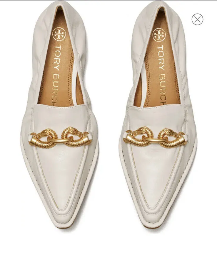 TORY BURCH JESSA POINTED TOE LEATHER LOAFERS