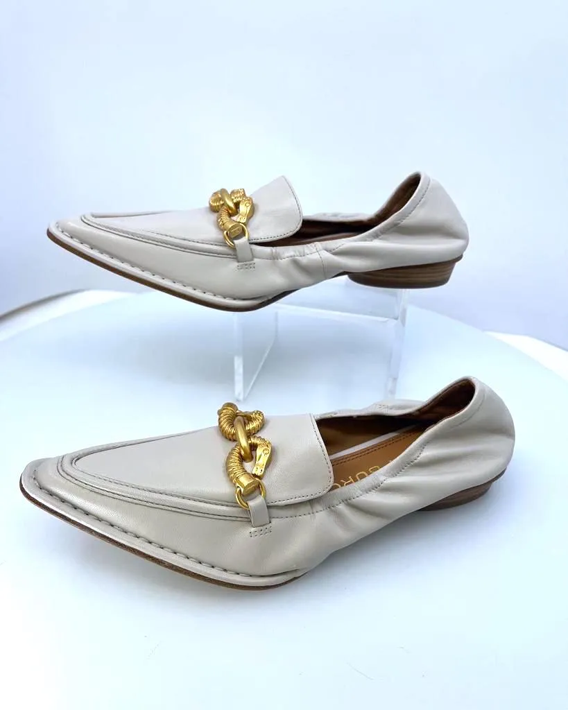 TORY BURCH JESSA POINTED TOE LEATHER LOAFERS