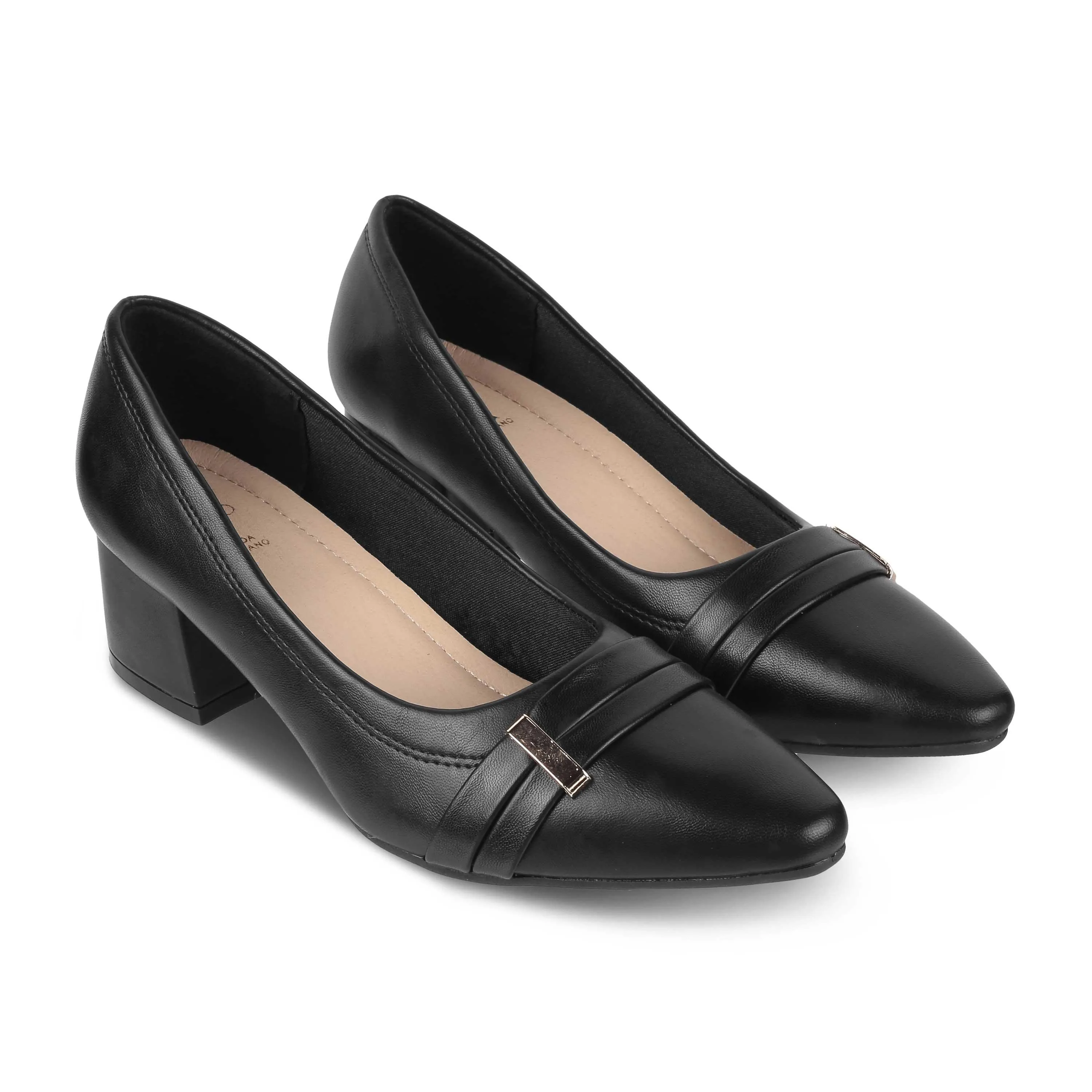 Tresmode Newar Black Women's Dress Block Heel Pumps