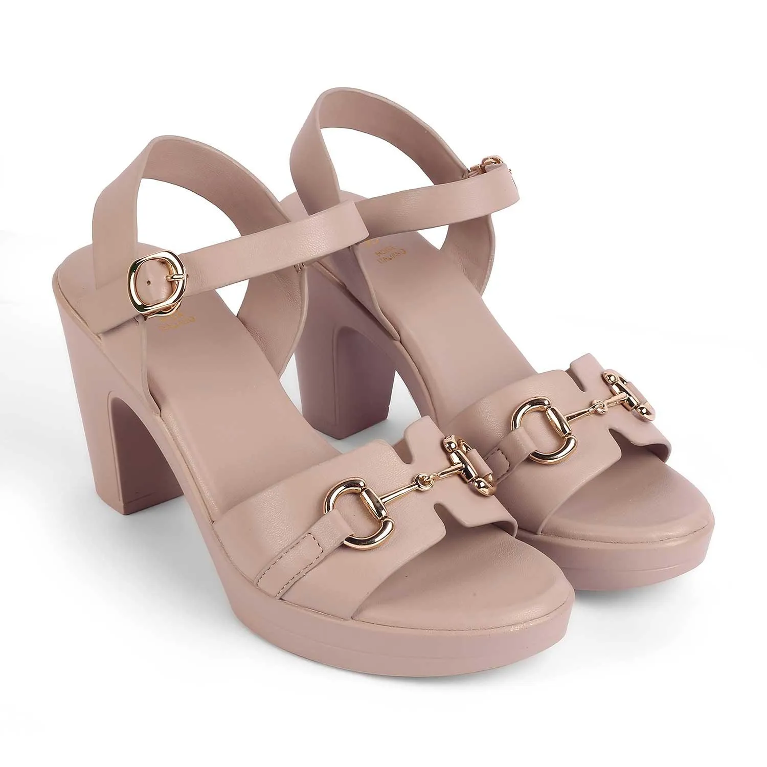 Tresmode Wede Tan Women's Dress Block Heel Sandals