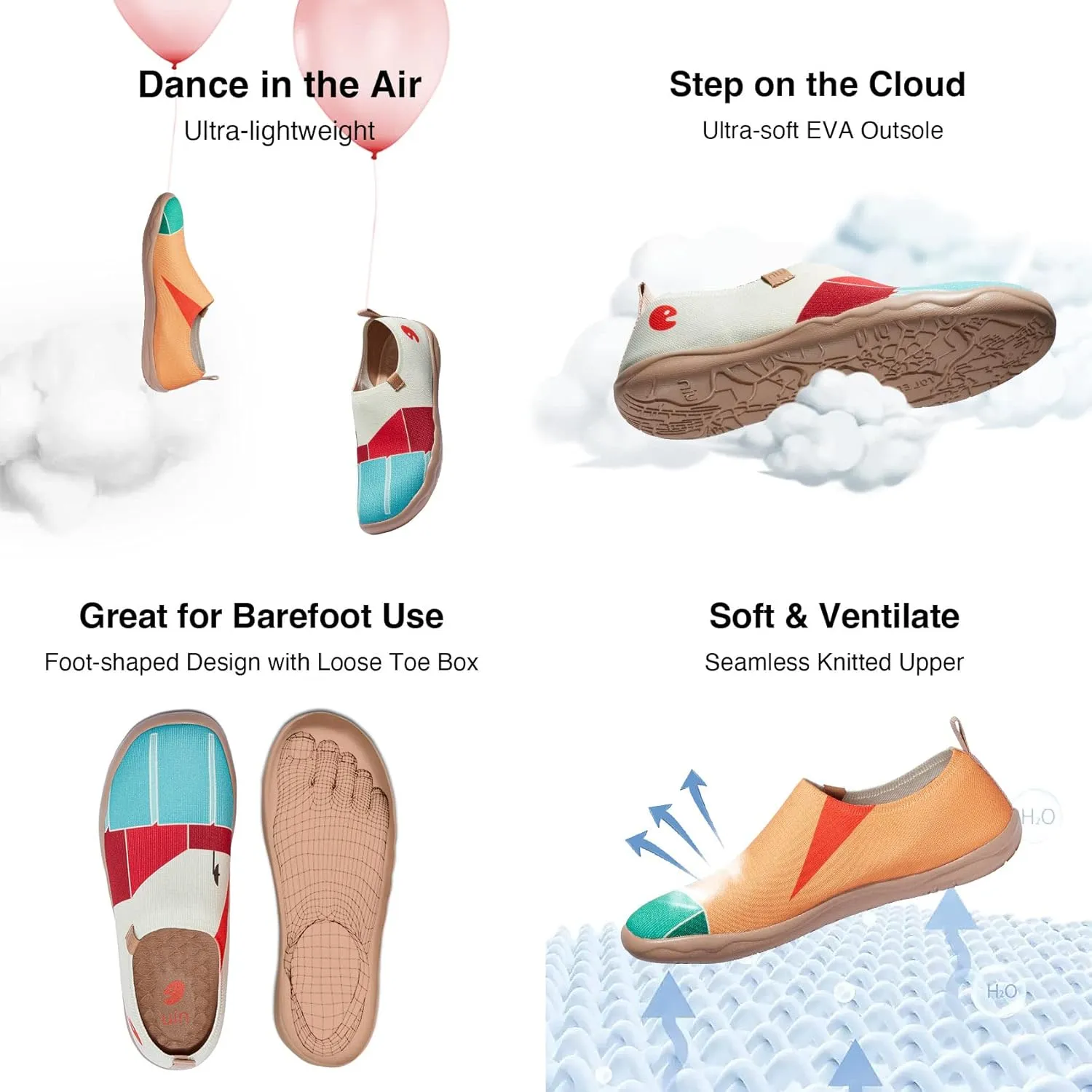 UIN Women's Slip Ons Lightweight Flats Walking Casual Loafers Travel Shoes Toledo  Color & Geometry