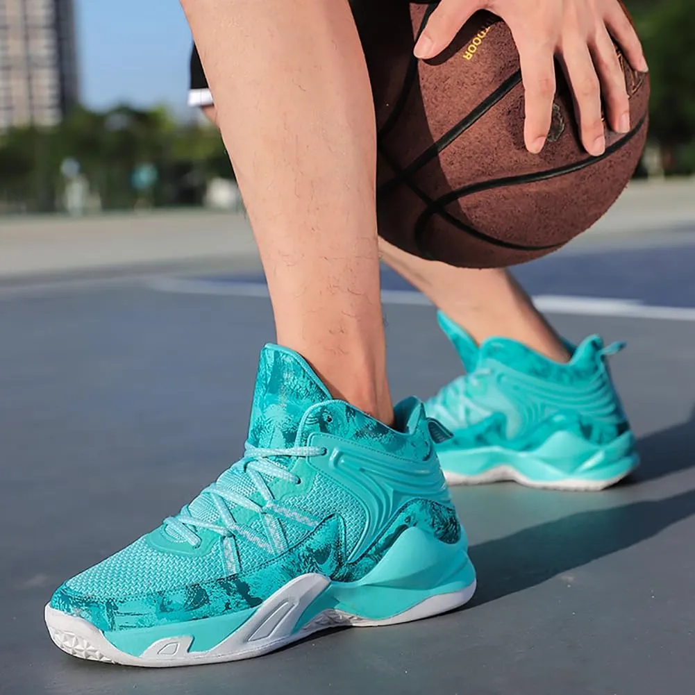 Unisex Youth High Top Breathable & Anti-Slip Fly-Weaving Basketball Shoes Absorption for Running, Training, Tennis and More