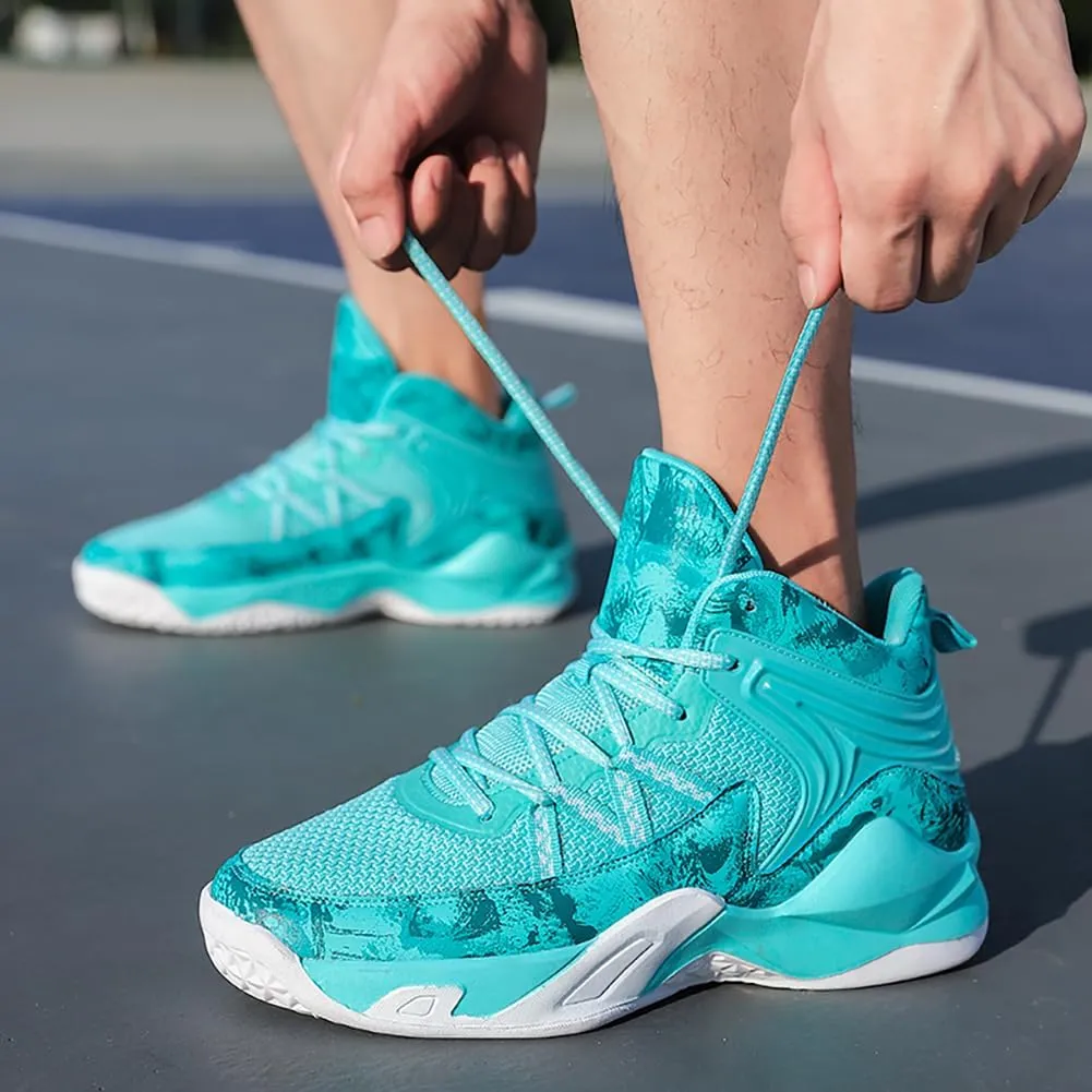 Unisex Youth High Top Breathable & Anti-Slip Fly-Weaving Basketball Shoes Absorption for Running, Training, Tennis and More