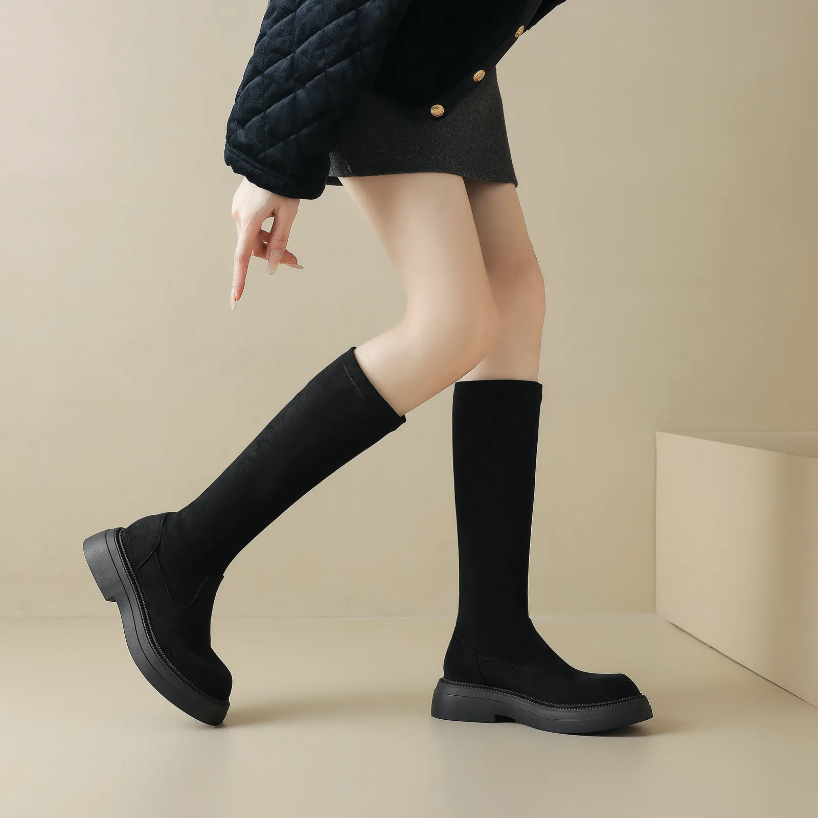 USS Shoes Milagros Women's Knee High Stretch Fabric Boots