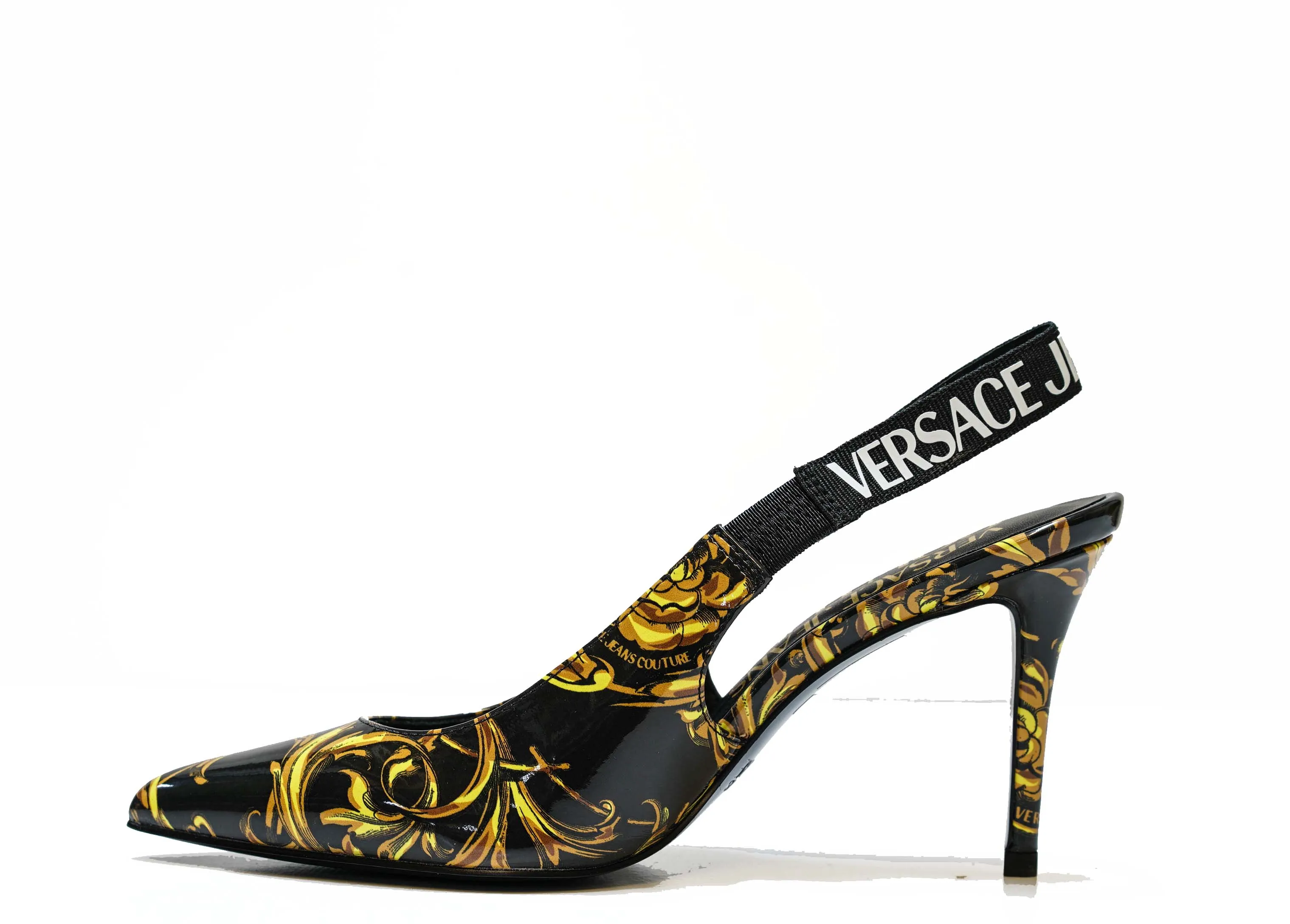 Versace Jeans Women's Black & Gold Printed Sling Back 3S52V- 40% OFF