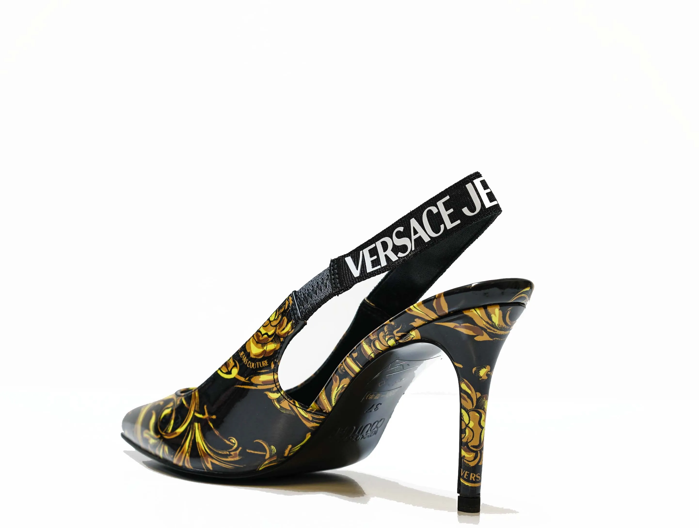 Versace Jeans Women's Black & Gold Printed Sling Back 3S52V- 40% OFF