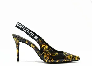 Versace Jeans Women's Black & Gold Printed Sling Back 3S52V- 40% OFF