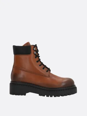 Vintage Leather Recycled Nylon Combat Boots