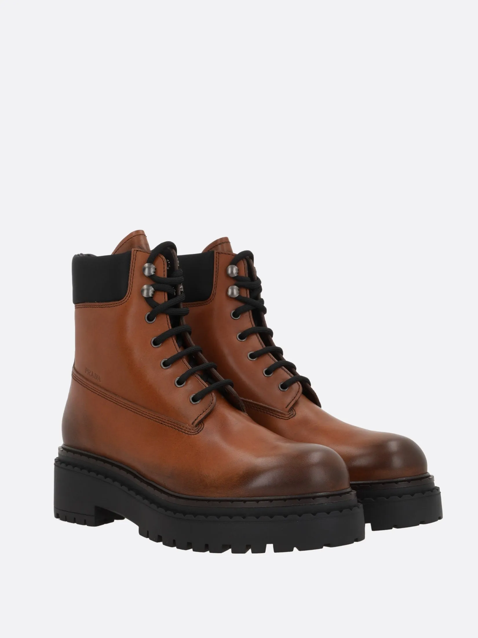 Vintage Leather Recycled Nylon Combat Boots