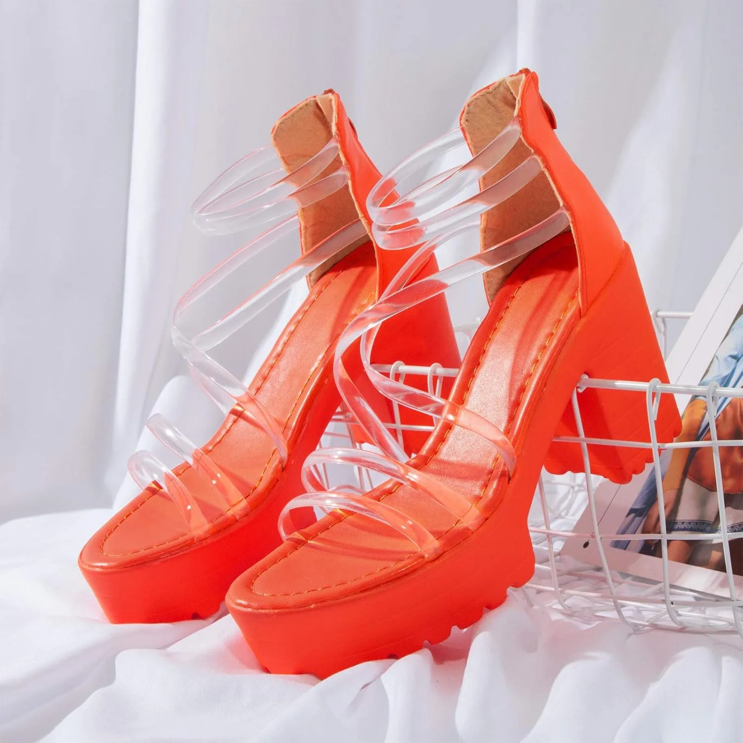 Walking Sandals Women, Womens Sandals Open Toe Chunky Block High Heels Platform Sandals Casual Sandals