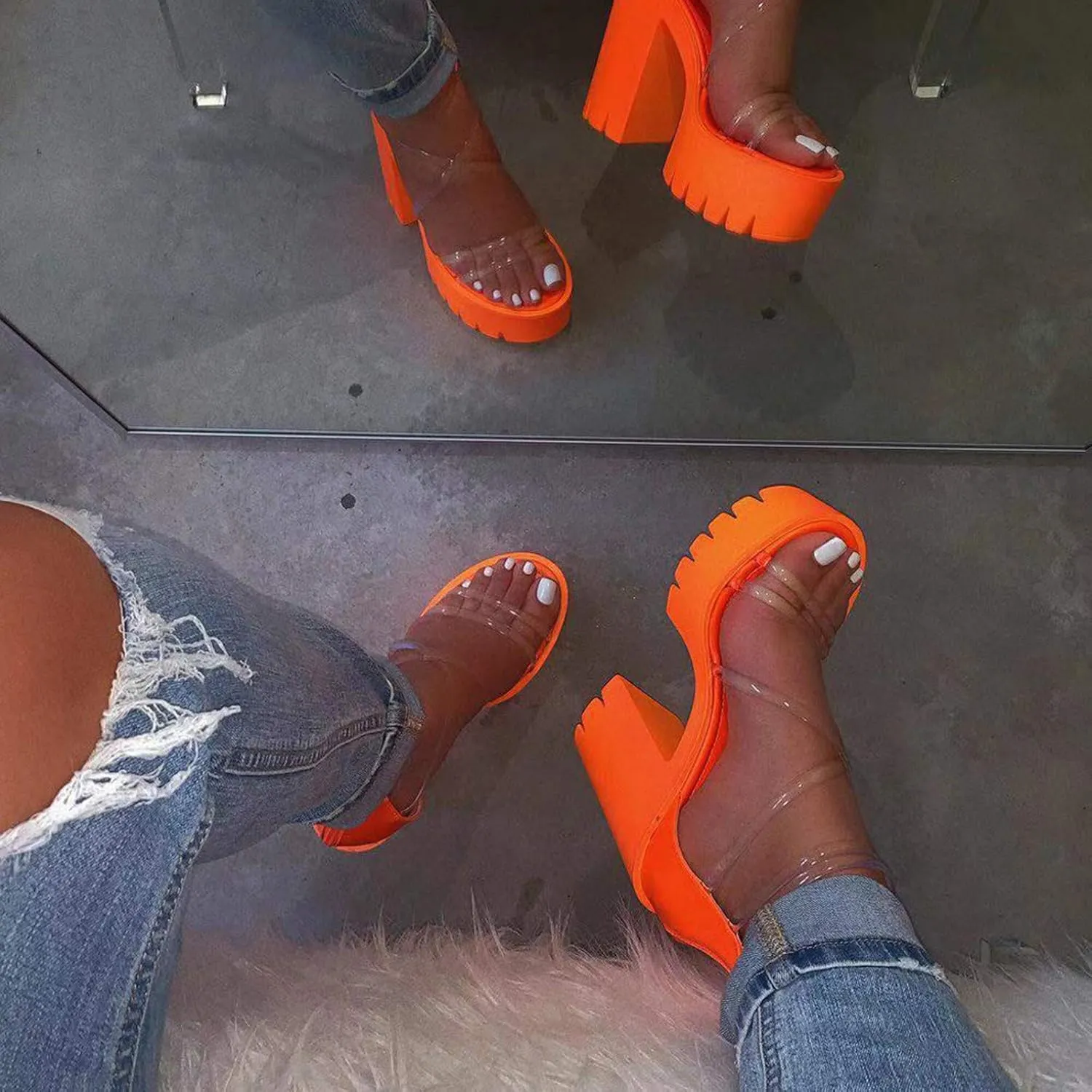 Walking Sandals Women, Womens Sandals Open Toe Chunky Block High Heels Platform Sandals Casual Sandals