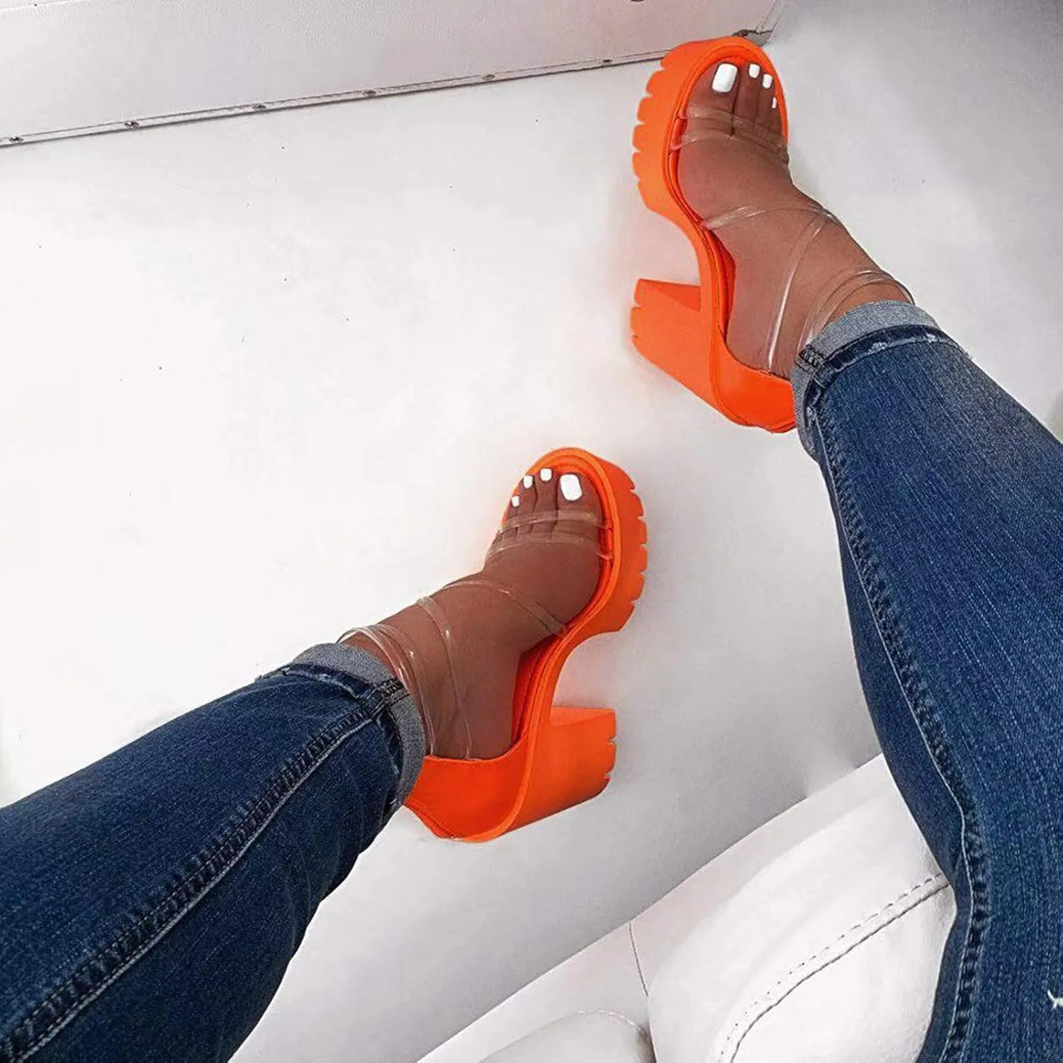 Walking Sandals Women, Womens Sandals Open Toe Chunky Block High Heels Platform Sandals Casual Sandals