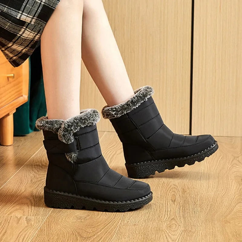 Waterproof Winter Boots for Women New Faux Fur Long Plush Snow Boots Woman Platform Boots Warm Cotton Shoes