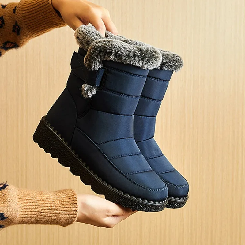 Waterproof Winter Boots for Women New Faux Fur Long Plush Snow Boots Woman Platform Boots Warm Cotton Shoes