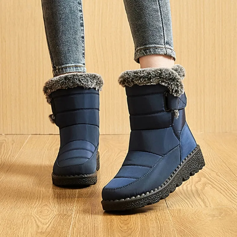Waterproof Winter Boots for Women New Faux Fur Long Plush Snow Boots Woman Platform Boots Warm Cotton Shoes