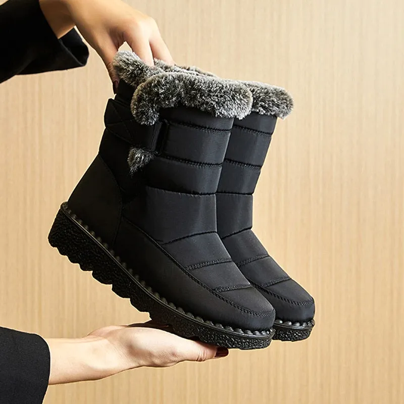 Waterproof Winter Boots for Women New Faux Fur Long Plush Snow Boots Woman Platform Boots Warm Cotton Shoes