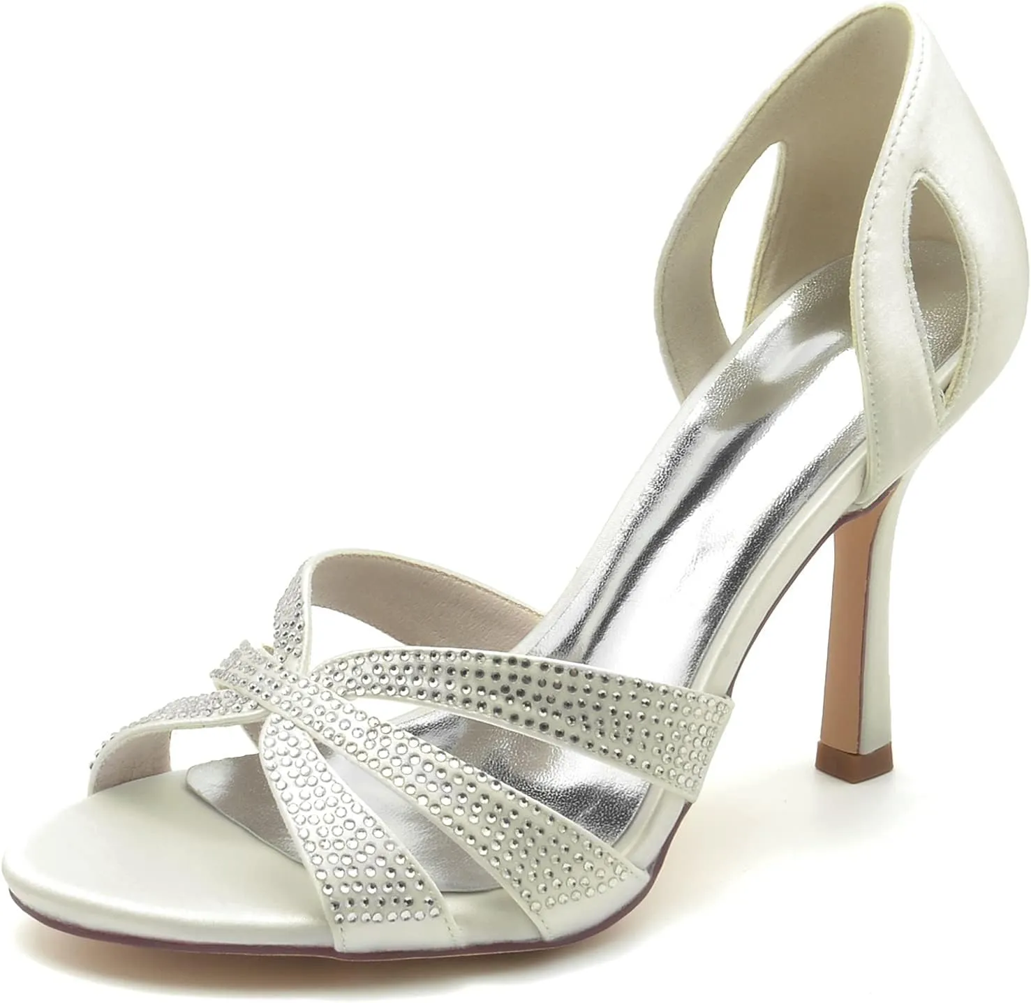 Wedding Bridal Shoes Women Comfortable Peep Toe High Heels Satin Bridal Shoes Stiletto Heel Evening Party High Heels Sandals 9.5Cm