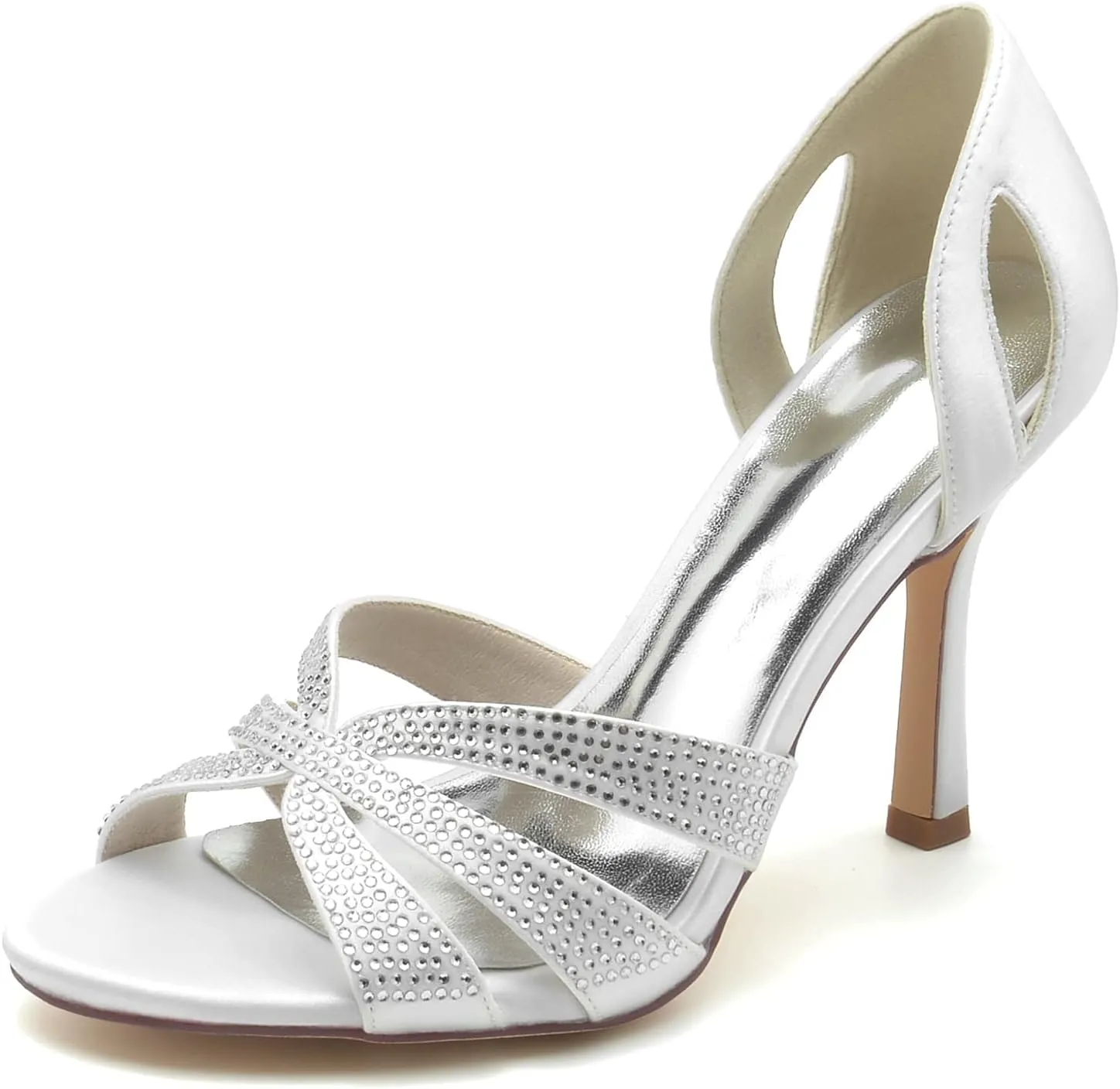 Wedding Bridal Shoes Women Comfortable Peep Toe High Heels Satin Bridal Shoes Stiletto Heel Evening Party High Heels Sandals 9.5Cm