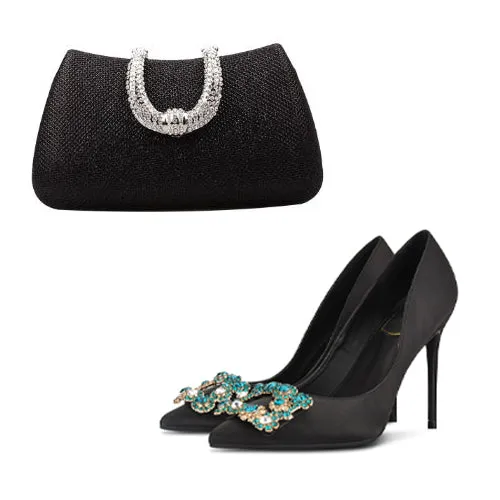 wedding shoes and matching bag Italian Satin Pumps High Heels Handbags