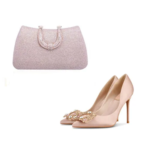wedding shoes and matching bag Italian Satin Pumps High Heels Handbags