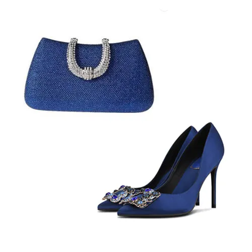 wedding shoes and matching bag Italian Satin Pumps High Heels Handbags