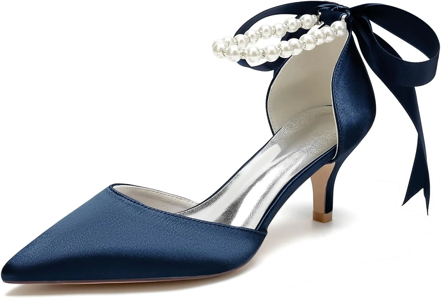 Wedding Shoes for Bride mid Kitten Heel Comfy Closed Pointed Toe High Heels for Women Heeled Pumps Sandals Bridesmaids