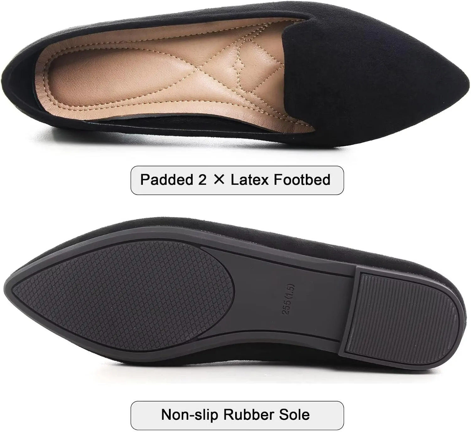 WENJIAZHIZHI Women's Round Toe Ballet Flats Slip-On Loafers Flats Dress Shoes for Women Dressy Comfortable Low Heel