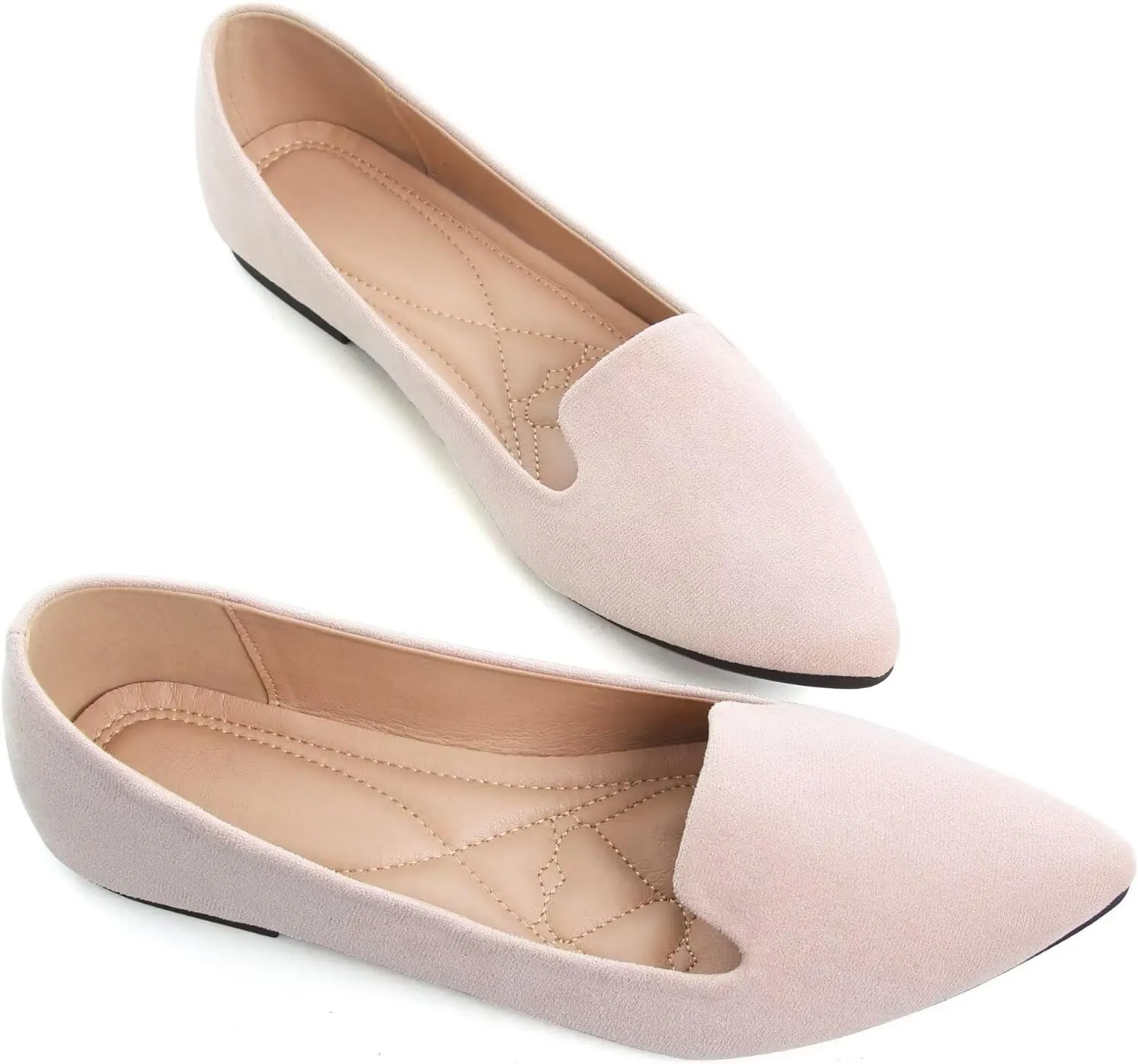 WENJIAZHIZHI Women's Round Toe Ballet Flats Slip-On Loafers Flats Dress Shoes for Women Dressy Comfortable Low Heel