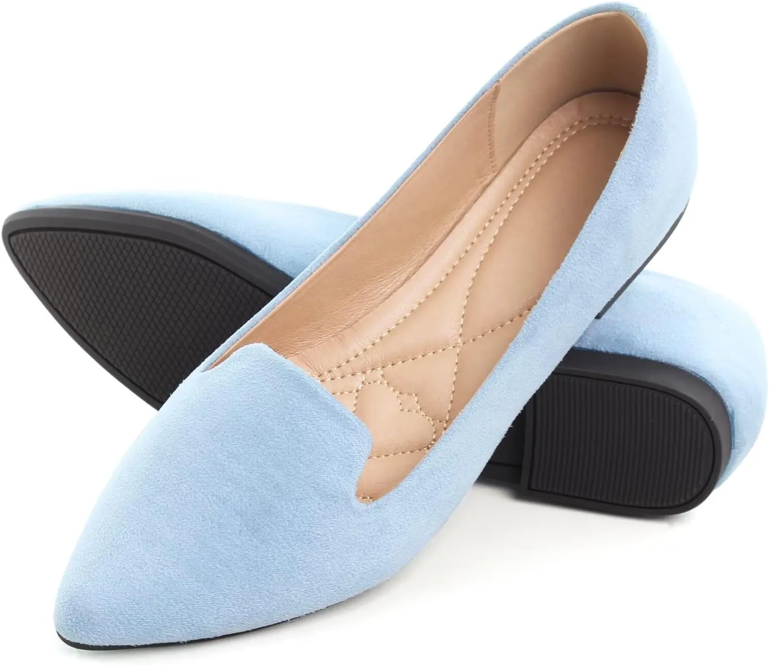 WENJIAZHIZHI Women's Round Toe Ballet Flats Slip-On Loafers Flats Dress Shoes for Women Dressy Comfortable Low Heel